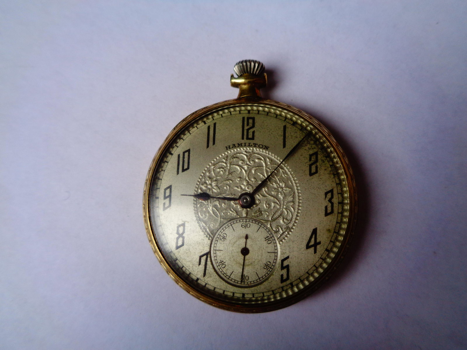 Hamilton Watch Co. Antique Pocket Watch: Gold Filled Antique Pocket watch #448686 inscribed 1924. Watch in working condition