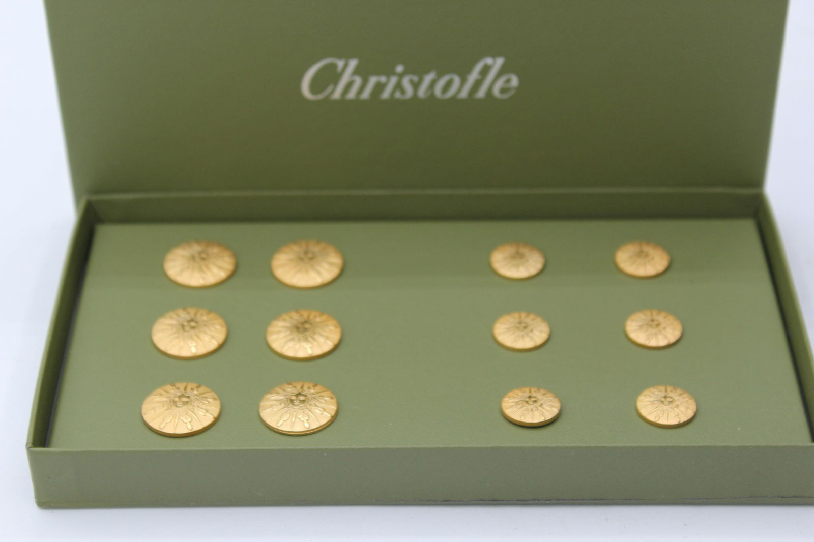 Rare, Vintage Box of Christofle Buttons: Rare Christofle Buttons - Gold Toned