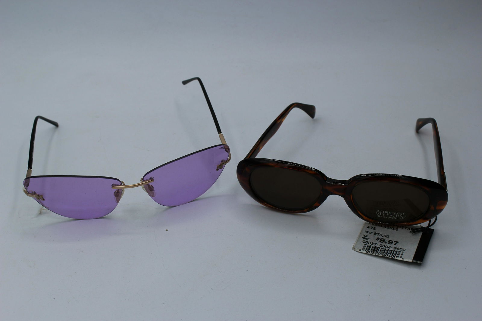 Vintage Missoni Tinted Glasses and Adrienne Vittadini: Missoni rimless tinted glasses with black bag & Adrienne Vittadini sun glasses