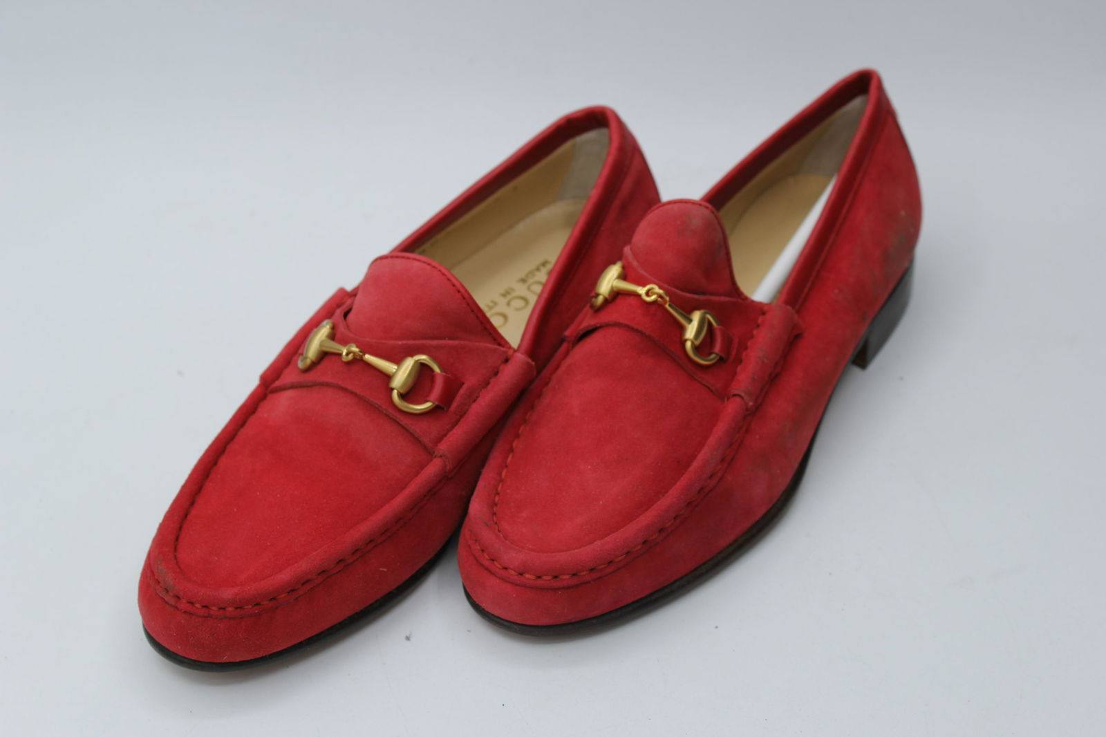 Vintage Gucci Red Suede Loafers (1 of 5)