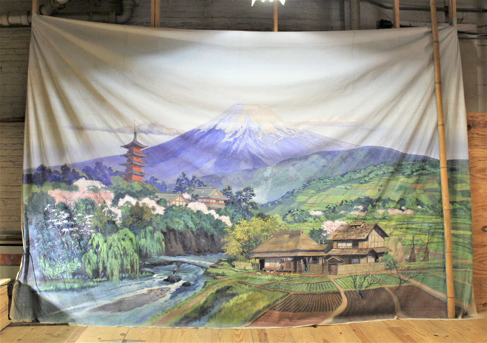 Enormous, Stunning Japanese Landscape Watercolor (1 of 11)