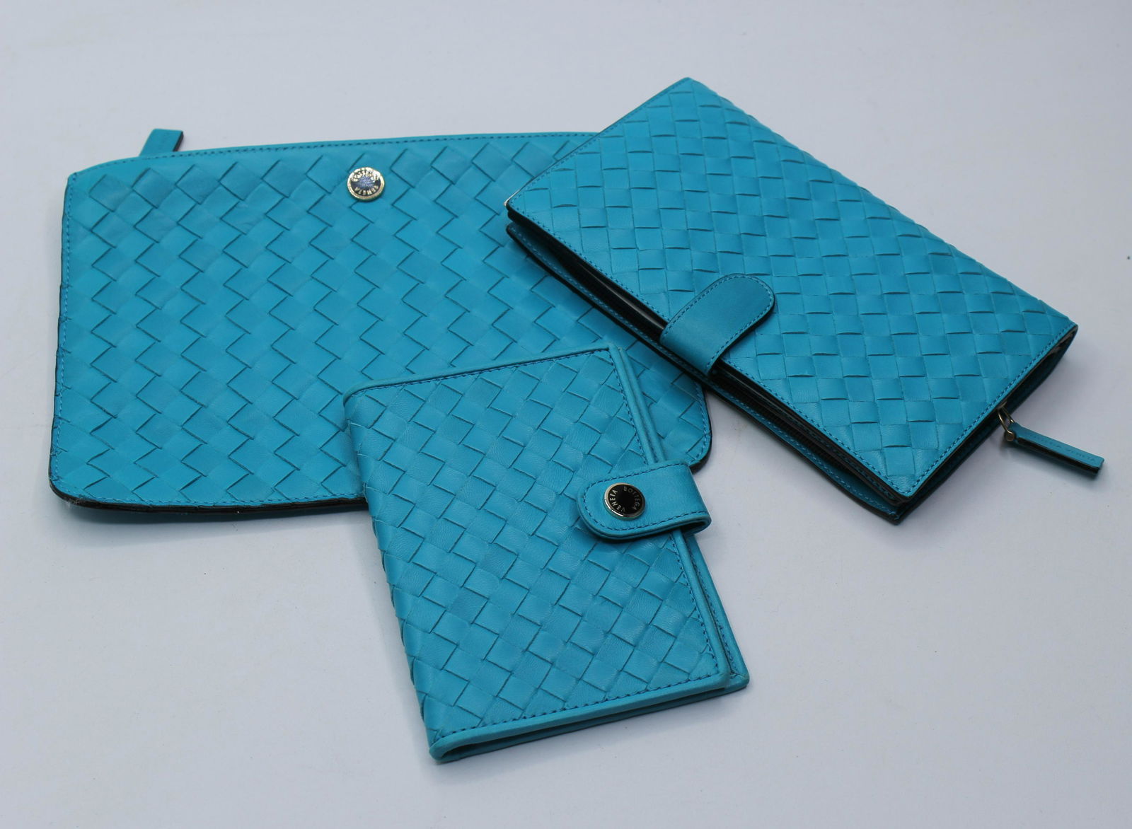 Three Bottega Veneta Intrecciato Peacock Wallets (1 of 7)