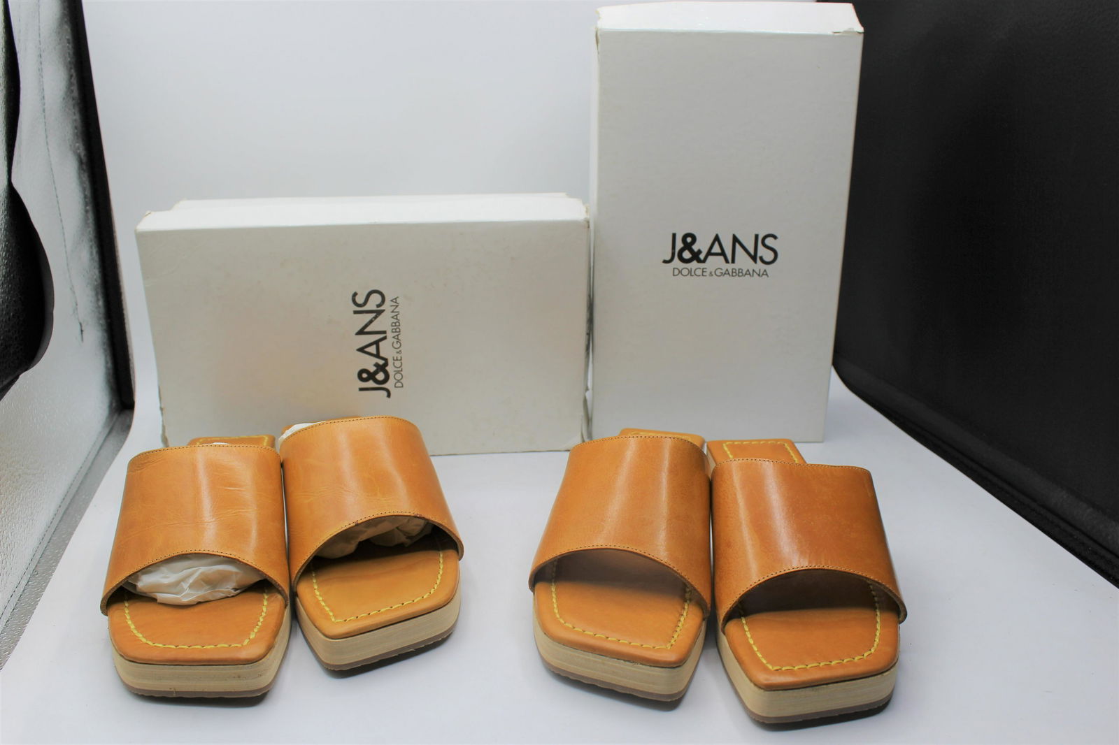 Dolce & Gabbana Women's Sandals - 2 Pairs: Tan/brown sandals with wood soles, size 37.