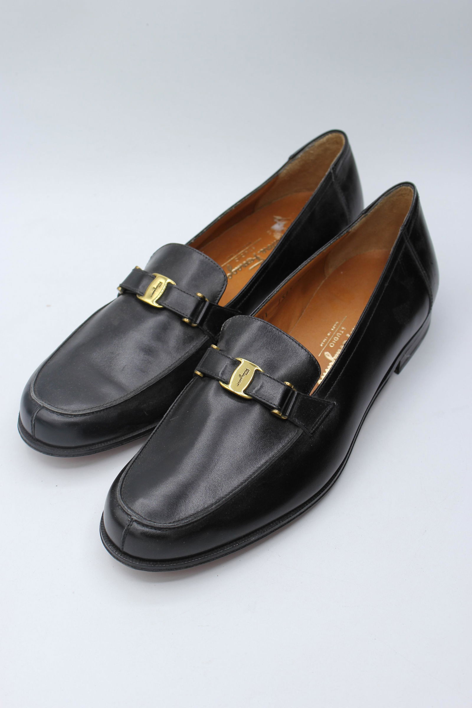 Vintage Salvatore Ferragamo Slip-on Shoes with Gold (1 of 4)