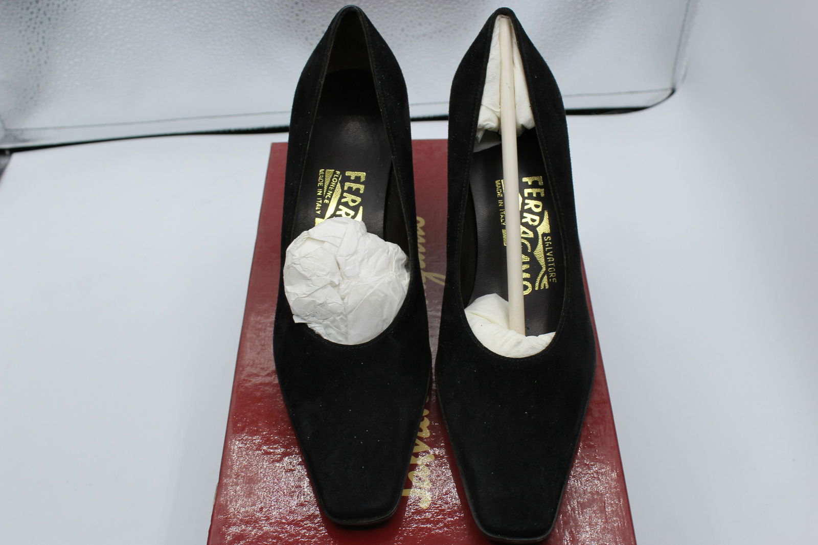 Salvatore Ferragamo Peek Women's Shoe: Black - Nero Suede Calf. Size 5.