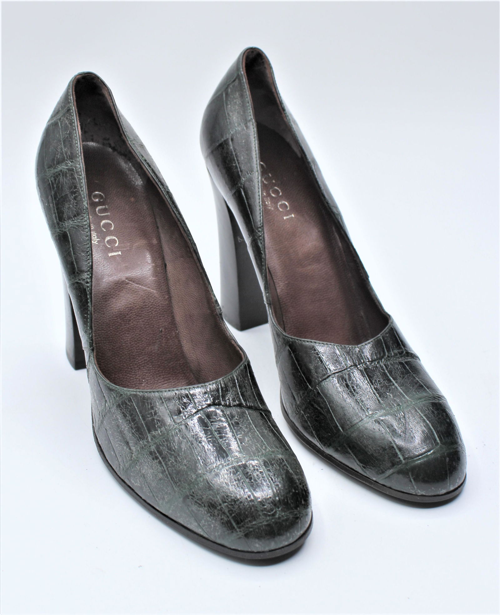 Gucci Snake Skin Dark Green Pumps (1 of 6)