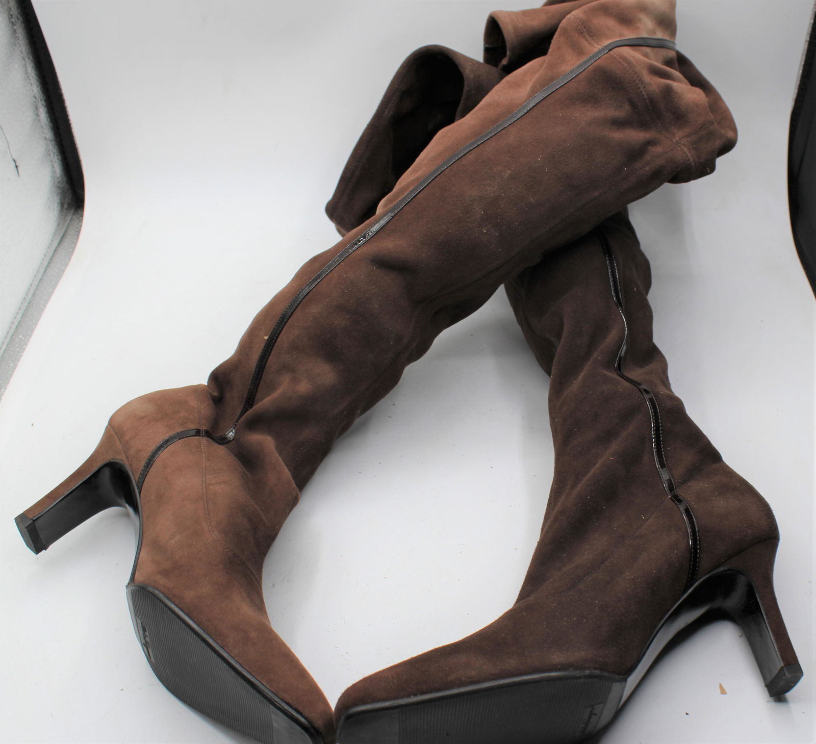 Salvatore Ferragamo Suede Thigh Boots: Brown suede, women's size 7.