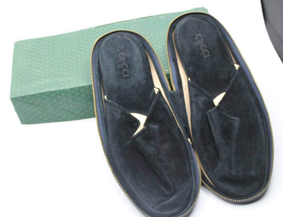 Gucci Suede Slippers - Dark Blue (1 of 7)