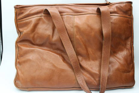 Beautiful Cole Haan Leather Handbag: Cole Haan brown leather vintage handbag with two zipper pockets