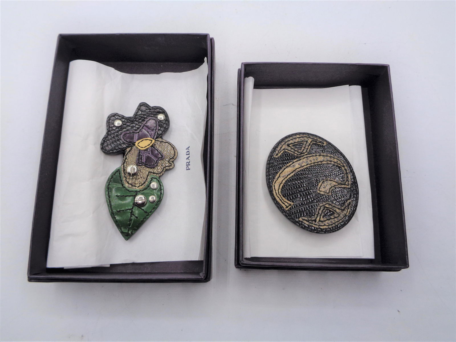 Set of Leather Prada Pins (1 of 4)