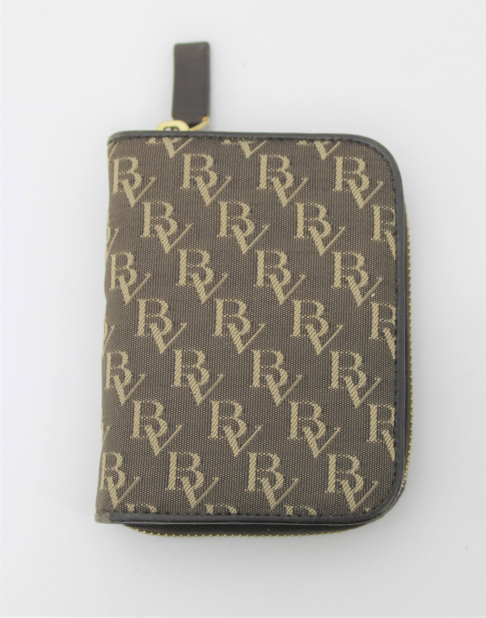 Bottega Veneta Wallet: Canvas and leather zipper wallet.