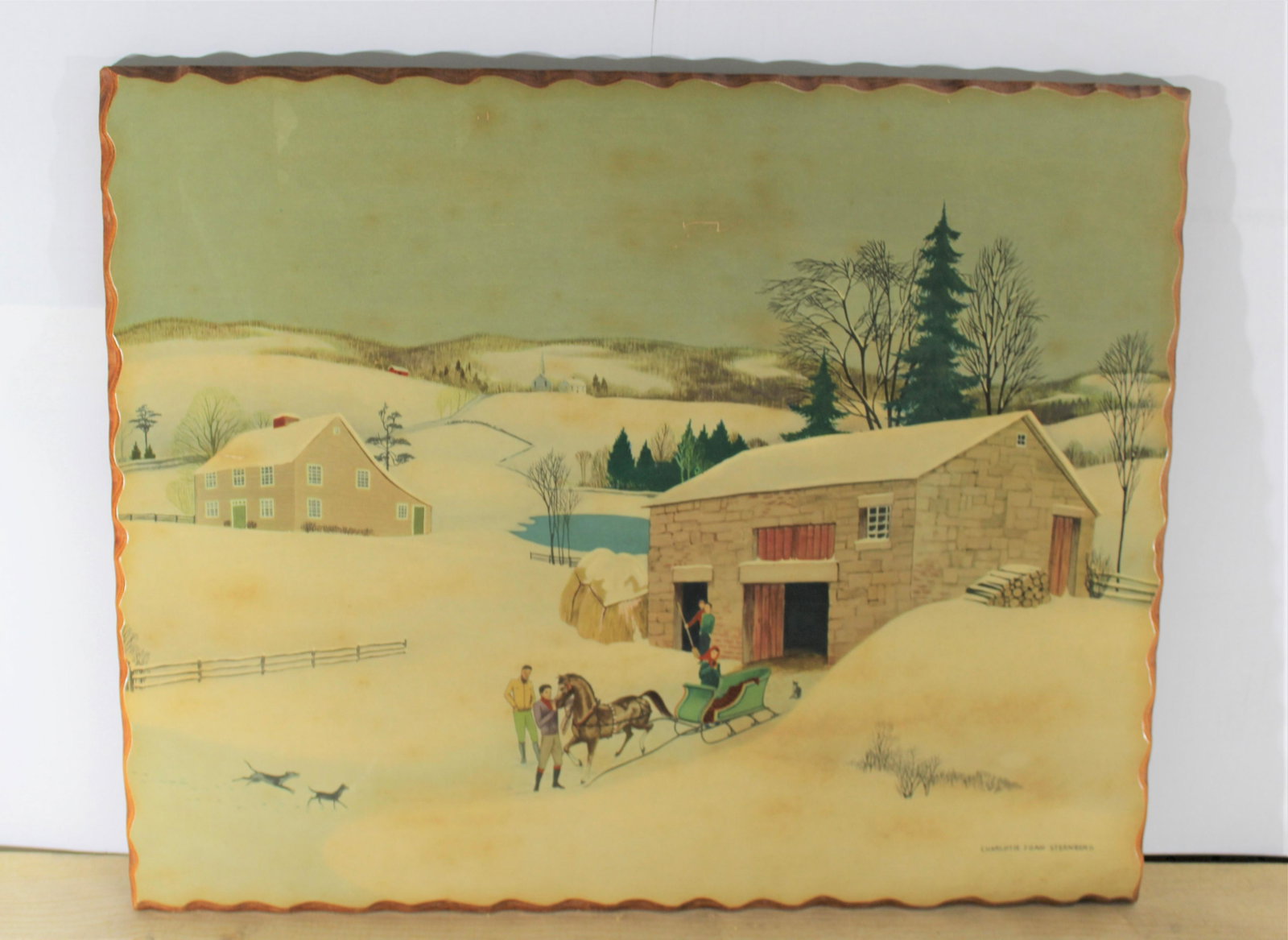 Vintage Charlotte Joan Sternberg on Wood: Off For The Ride - Charlotte Joan Sternberg (1920-2003),16x20.