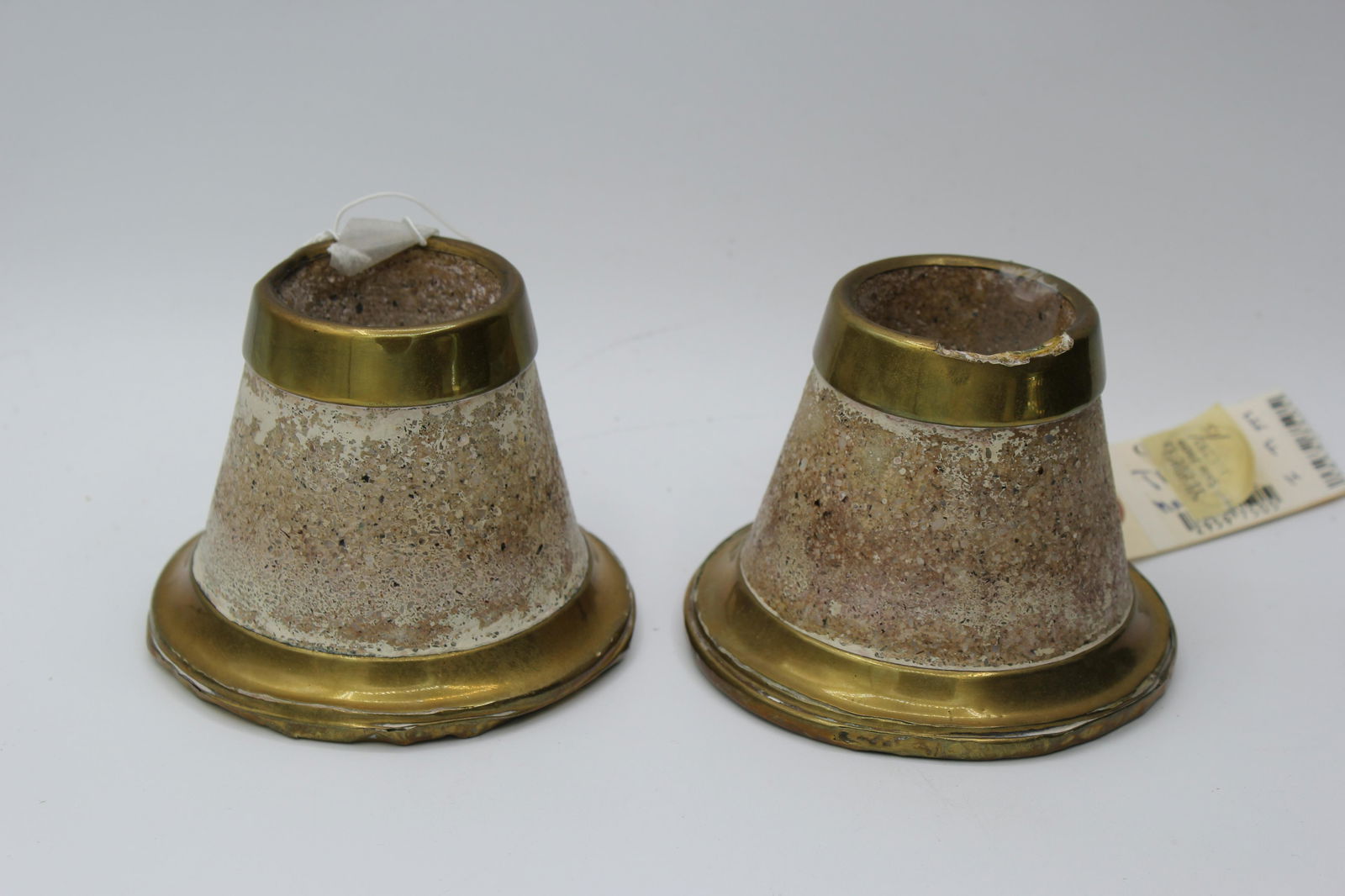 Handmade Pair of Brass & Stone Candle Holders (1 of 6)