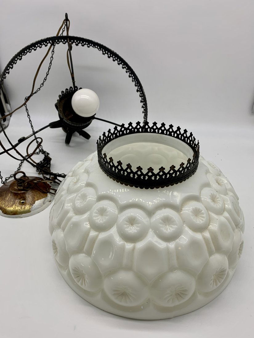 Vintage LG Wright Milk Glass & Brass Chandelier (1 of 7)