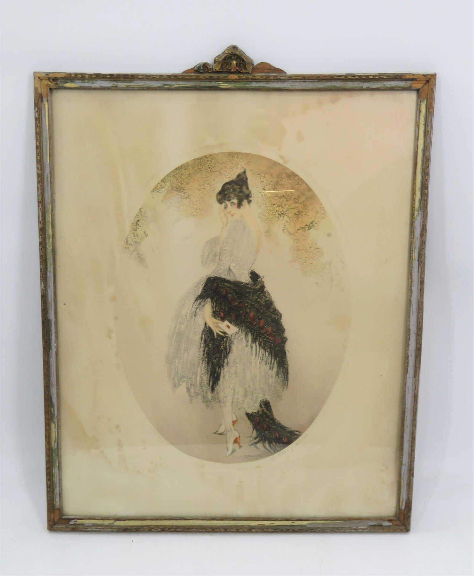1928 Louis Icart Print - La Lettre: Louis Icart (French, 1888â€“1950) "La Lettre" - Published by Morris & Bendlin Inc, NY. 19x24".