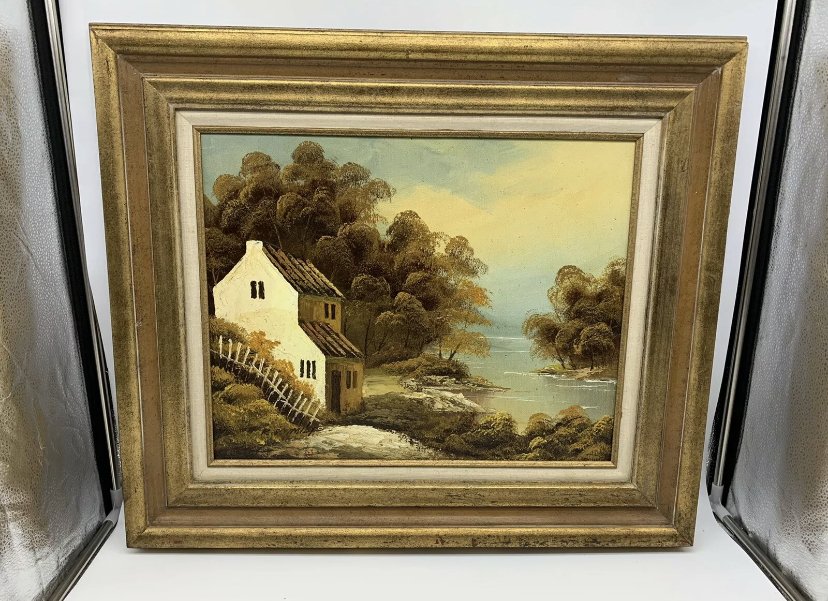 Karl Schmidt Original Oil On Canvas Signed Landscape: This beautiful rendition of his work is well matted and framed. It measures 24”h x 28”w.Karl Schmidt (1890-1962) was born in Worcester, Massachusetts on Jan. 11, 1890. Schmidt began drawin
