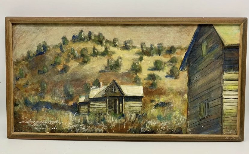 Calvin Cobb Hart Acrylic On Board 1980: The painting is 25x13. See pictures for condition.Calvin Cobb Hart was born and raised in Boise, Idaho, son of Irving Warren Hart, Jr.,editor of the Idaho Statesman and Helen Logan Hart, artist. He se