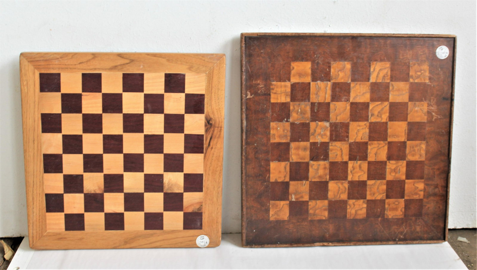 Lot of 2 Vintage Checker Boards: Provenace: Stair Galleries. Antique hardwood checkerboards.