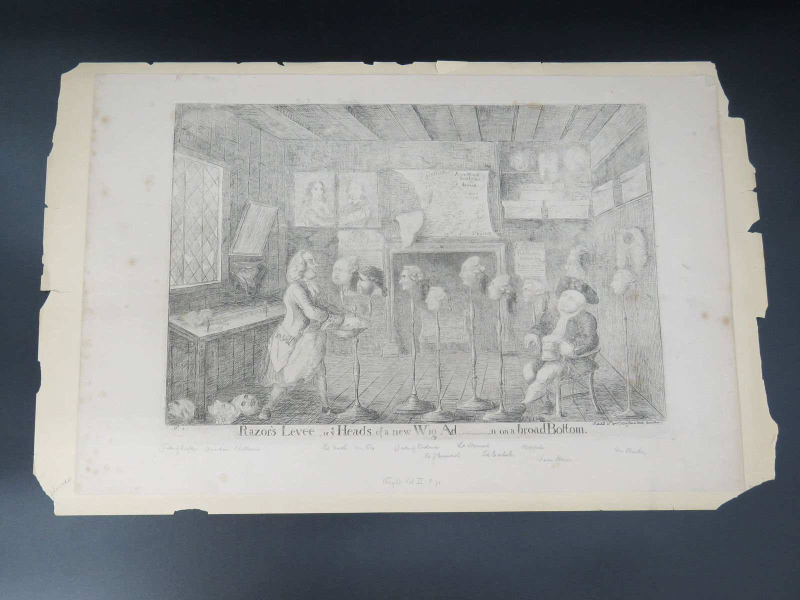 James Sayers - Thomas Cornell - Razor's Levee, or Ye Heads of a New Wig Ad(Ministration) on a Broad (1 of 8)