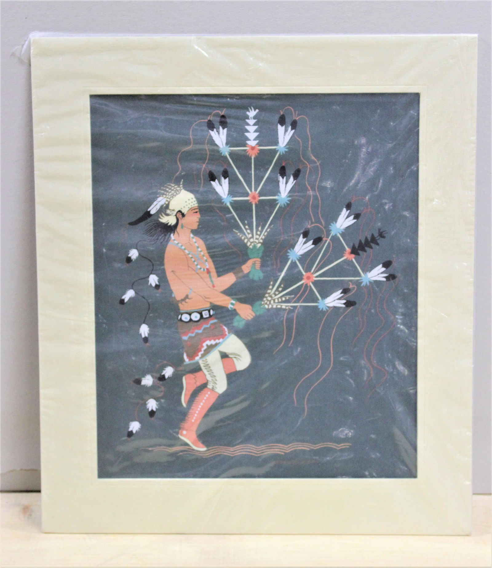 Harrison Begay Silk Screen Print of a Navajo Feather Dancer (1 of 6)
