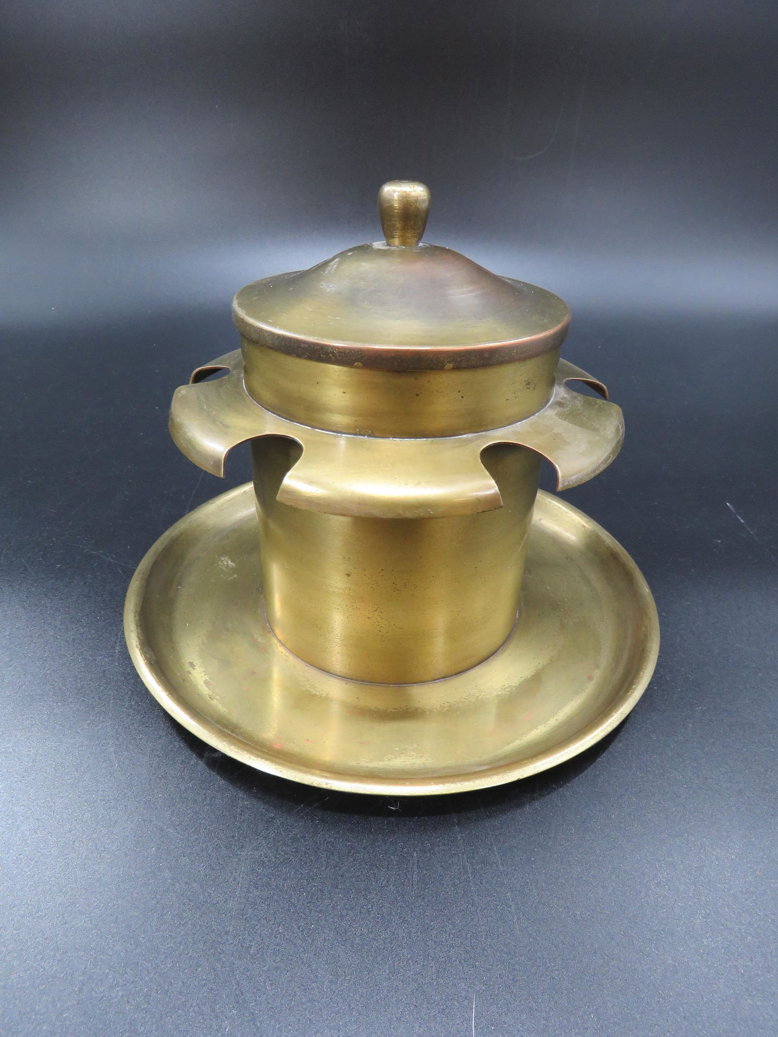 Roycroft Copper Humidor Pipe Holder With Aztec Clay Moistener (1 of 7)