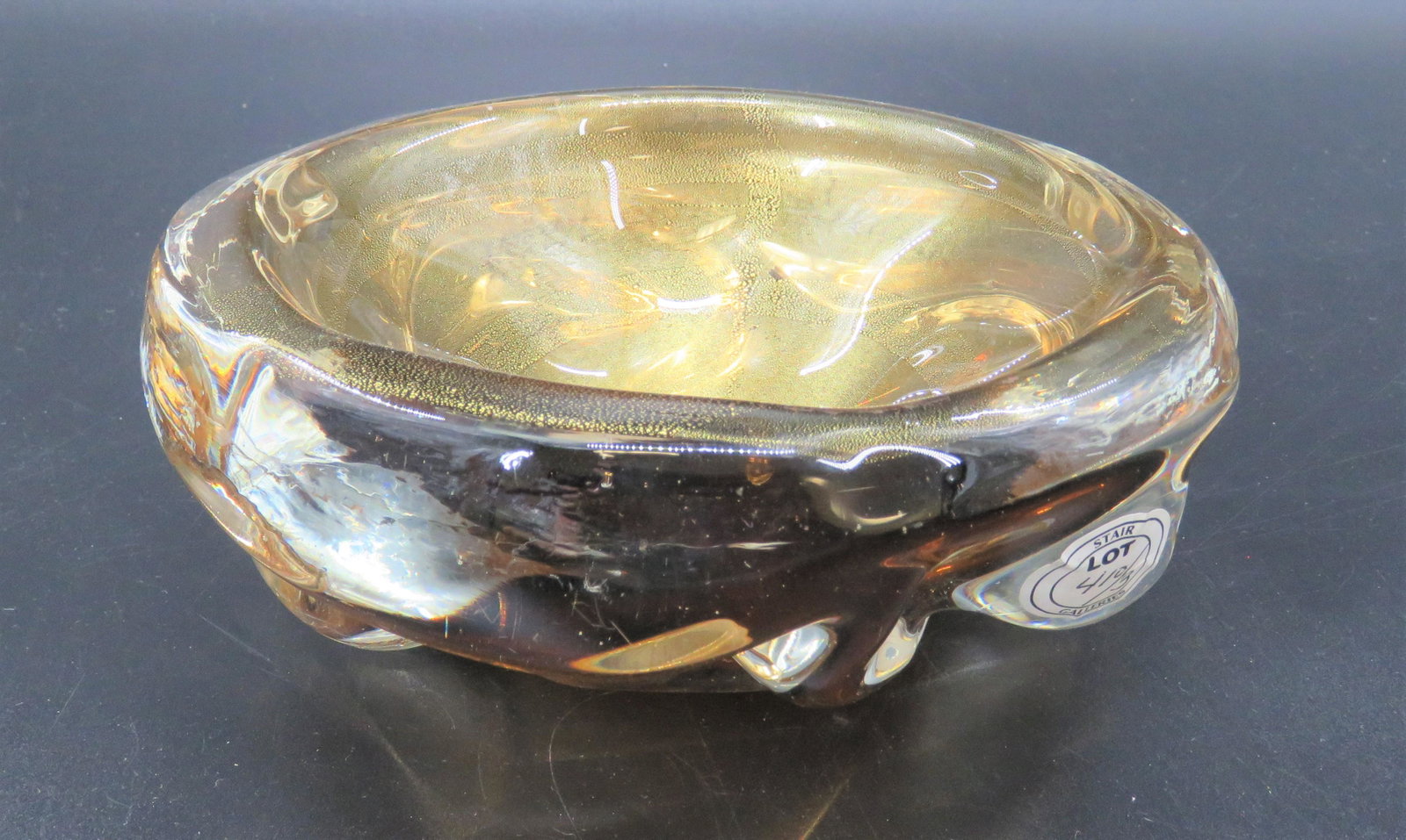 Gold Murano Ashtray: Provenance: Stair Galleries. 7" x 3"