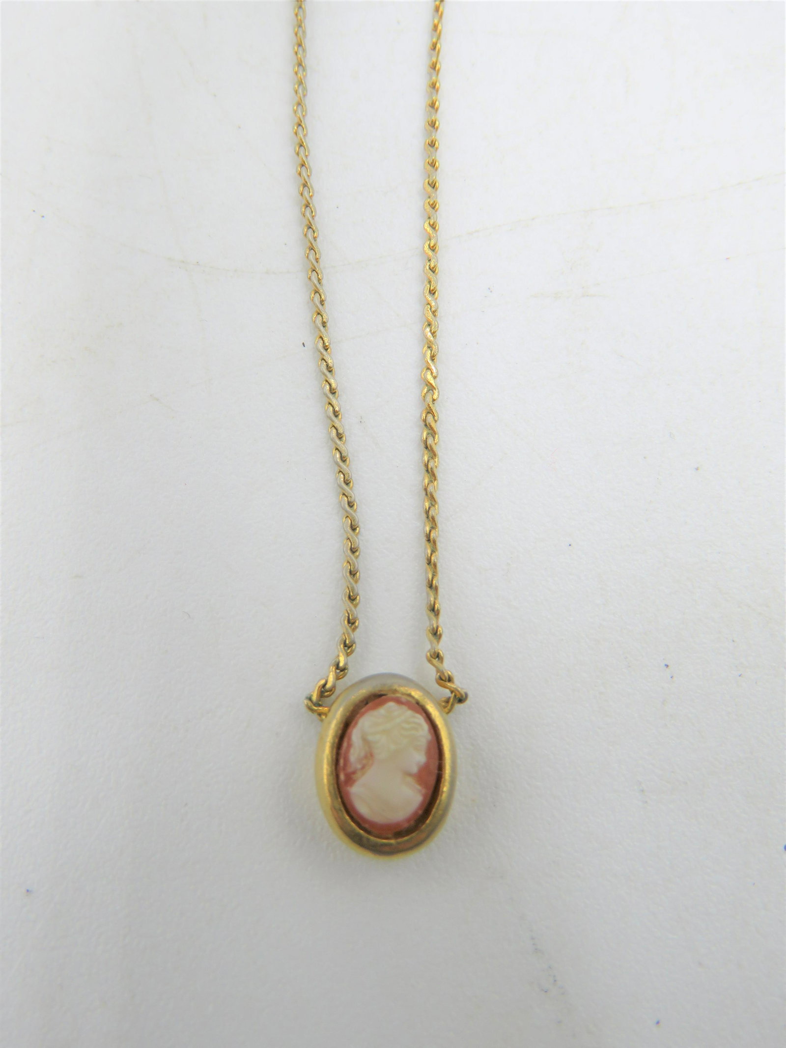 1970s Trifari Cameo: Beautiful Trifari cameo on gold chain. There is no catch.