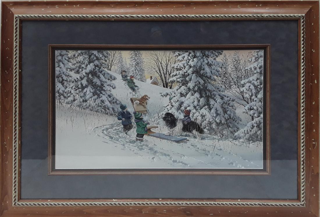 Doug Laird's "Sleigh Riding" Original Watercolour (1 of 6)