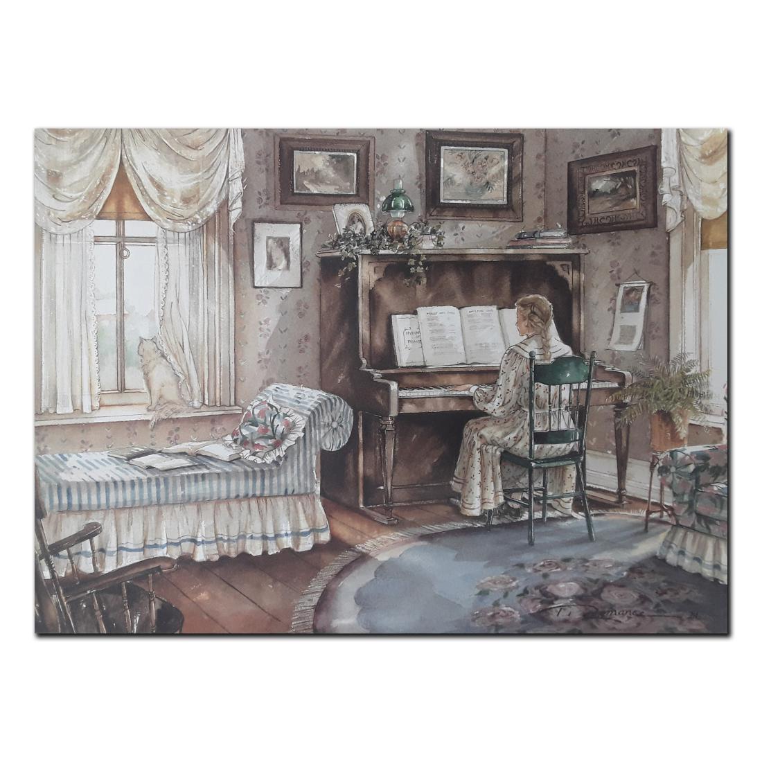 Trisha Romance's "The Music Room" Limited Edition Print: Trisha Romance's "The Music Room" limited edition print signed and numbered 1101/2000. This print is in mint condition and has never been framed. This print is of a woman playing the piano in her hous