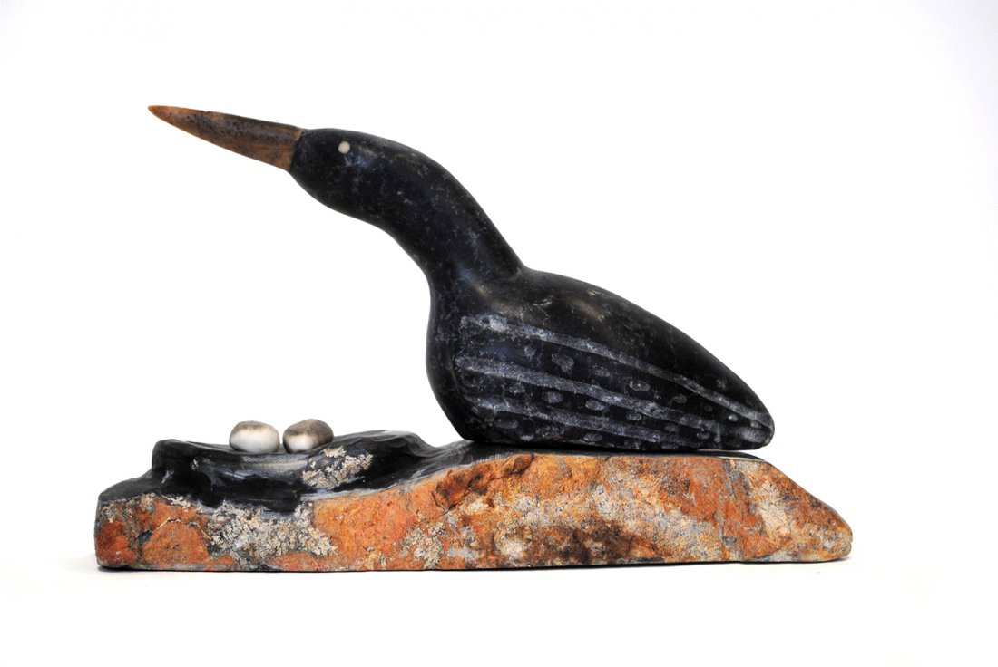 Charlie Okpik's "Loon Nesting" Sculpture (1 of 5)