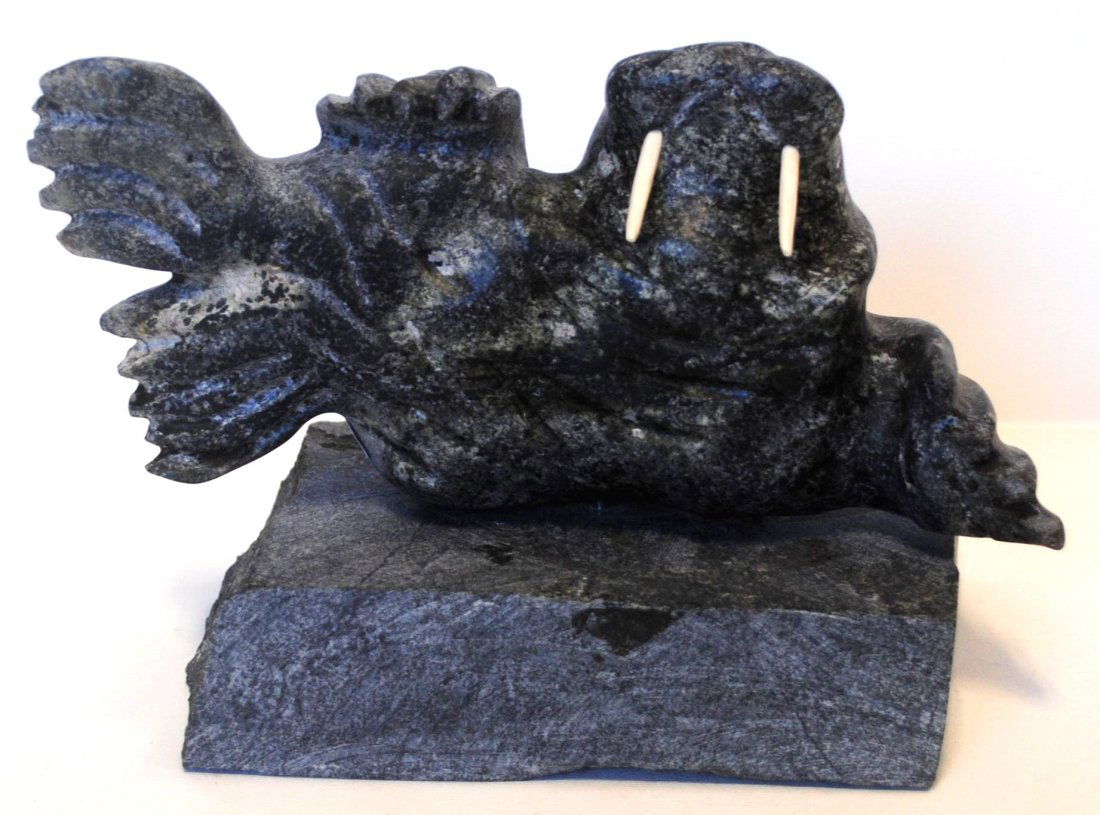 Charlie Okpik's "Walrus on Base" Sculpture (1 of 6)