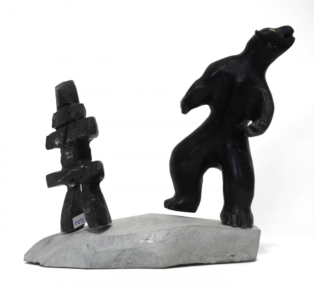 Louie Makkituq's "Bear and Inukshuk" Sculpture (1 of 5)