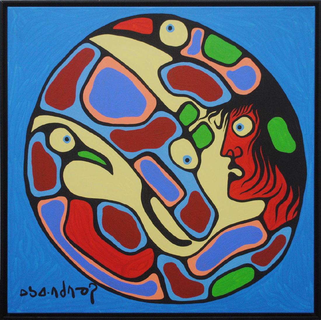 Norval Morrisseau's "Bear, Man, Birds- Blue" Original (1 of 9)