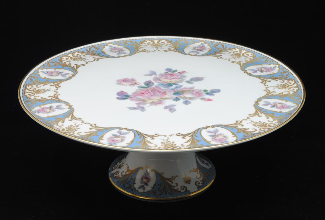 Antique Kaiser Raised Floral Dessert Plate 1915 W.K.: Kaiser 1915 WK raised dessert plate. Beautifully designed and painted pink flower design, with a gold and blue outer design, #1915. This piece is in excellent condition, with no signs of damage, wear,