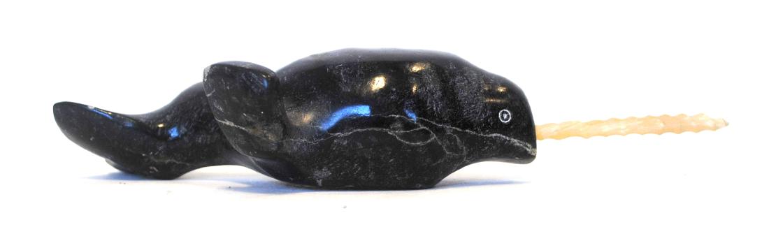 David Kingatook: David Kingatook's "Norwhale" original Inuit carving. Carved in 1994, from the community of Taloyoak. 7" x 4" x 2 1/4"