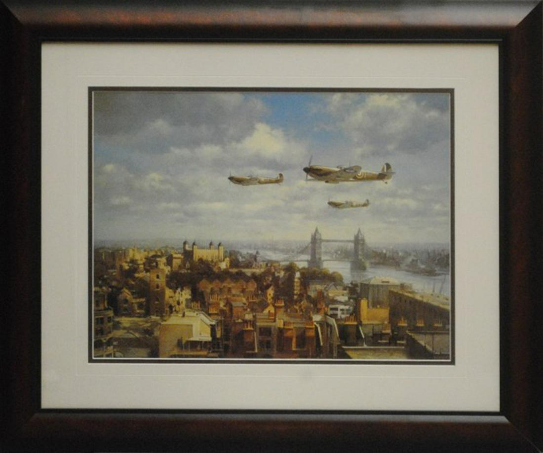 John Young Open Edition Aviation Print: John Young open edition aviation print. This has been professionally double matted with acid free matting, and has been custom framed under glass. Image- 15" x 20". Frame- 26" x 30"