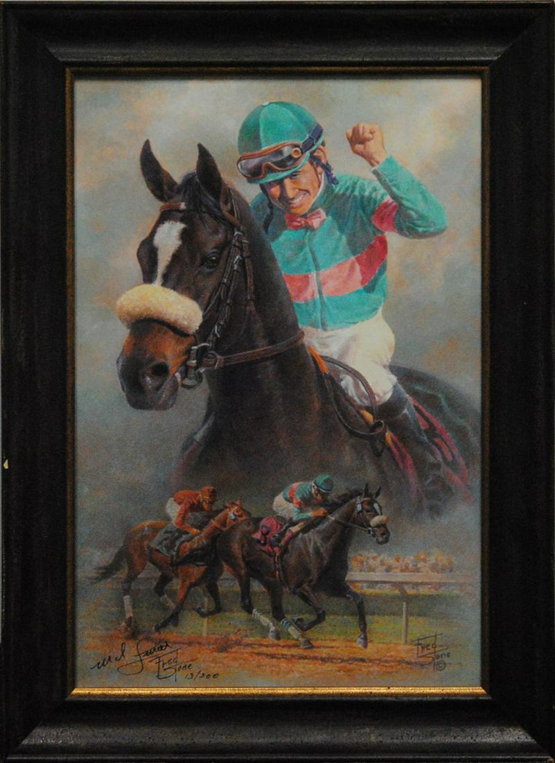 Fred Stone's "The Rivals" Limited Edition Print: Fred Stone's "The Rivals" limited edition print signed and numbered 54/250. This has been professionally matted and custom framed under glass. This piece is in excellent condition. Image- 18" x 27 3/4