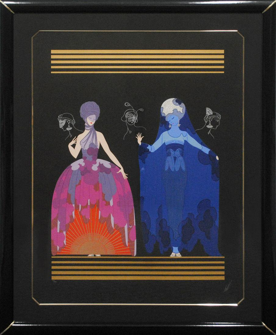 Erte's "Evening Night" L.E. Framed Serigraph: Erte's (Romain de Tirtoff 1892-1990) - "Evening Night" limited edition framed serigraph signed and numbered 40/300. This is in excellent condition, and has been beautifully professionally custom frame
