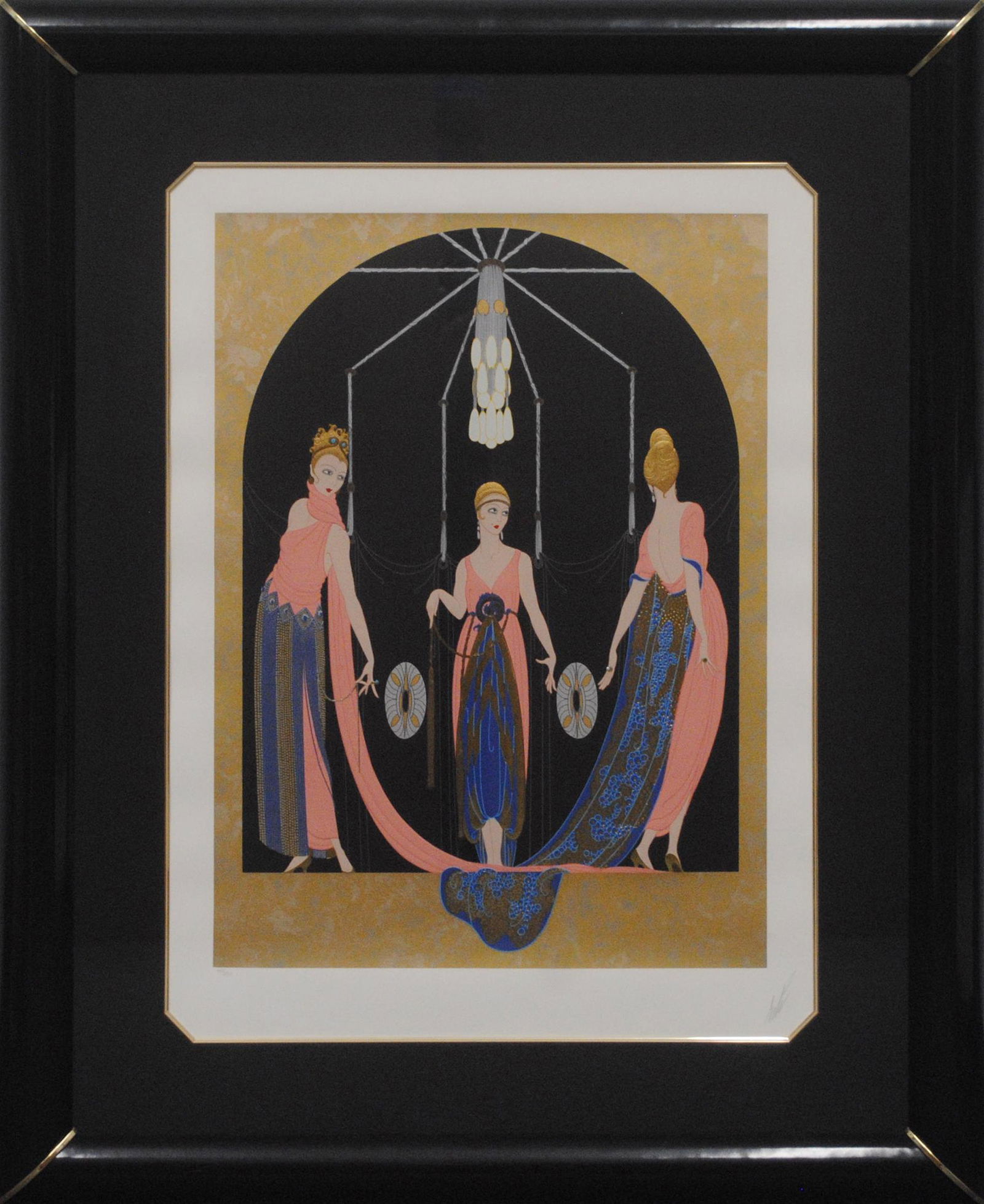 Erte's "Three Graces" L.E. Framed Serigraph: Erte's (Romain de Tirtoff 1892-1990) - "Three Graces" limited edition framed serigraph signed and numbered 48/300. This is in excellent condition, and has been beautifully professionally custom framed