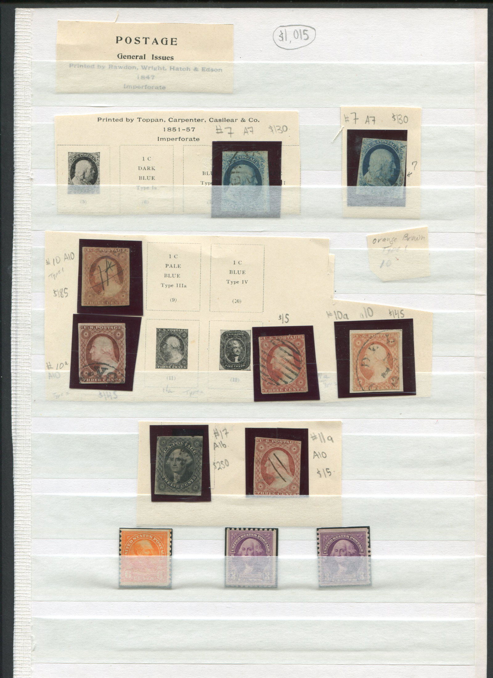 USA 1851-57 Early Stamp Collection (1 of 1)