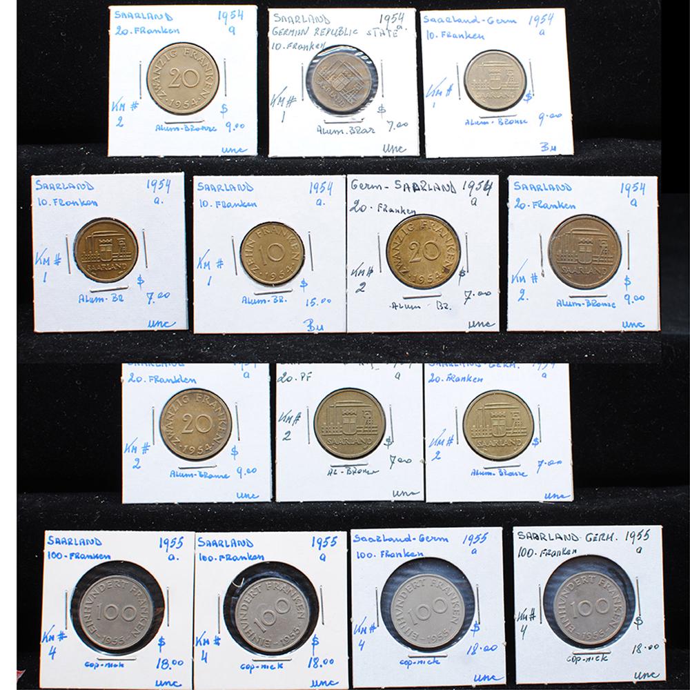 Germany Saarland UNC Coin Collection KM #1, 2 and #4 (1 of 3)