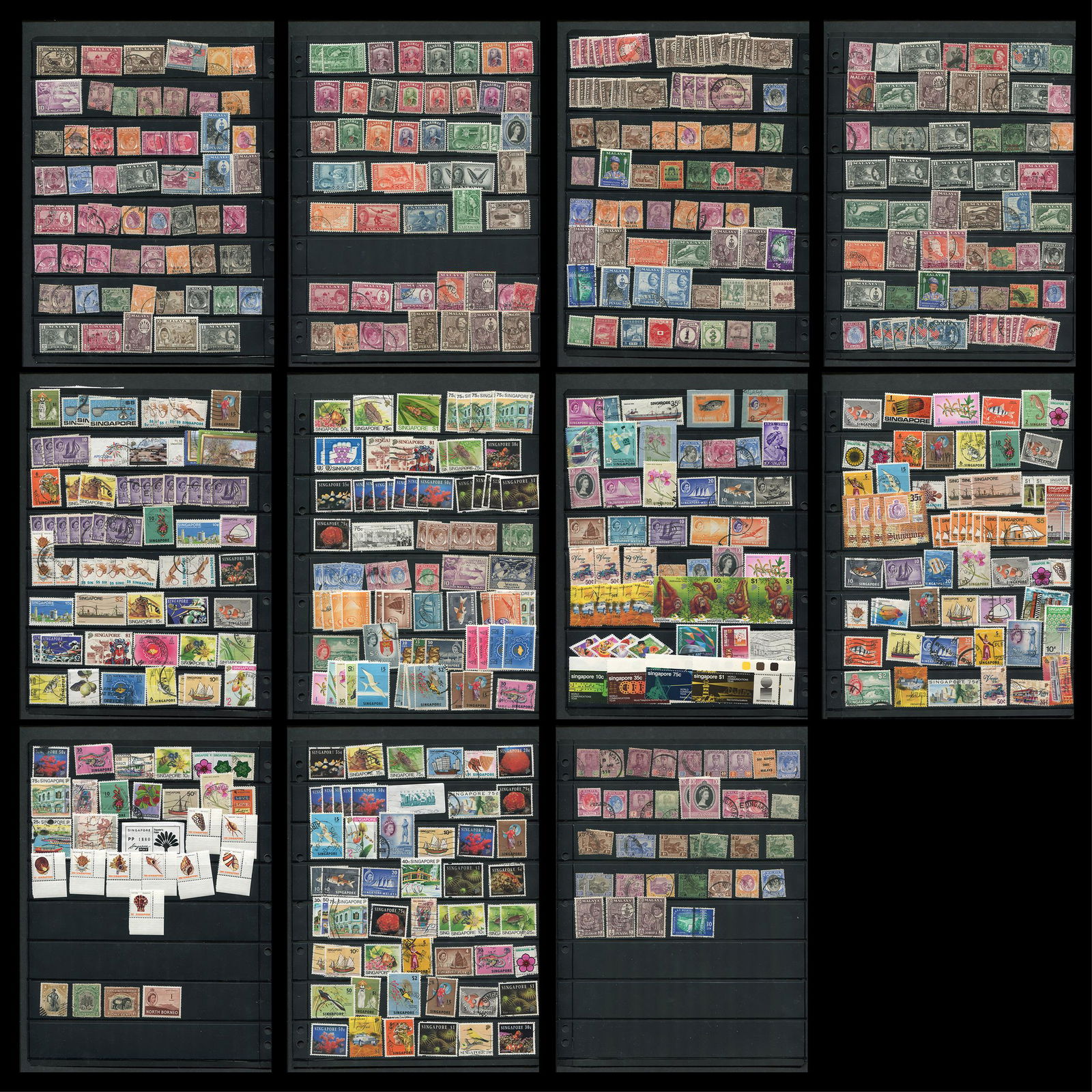 Singapore Malaya Sarawak North Borneo Stamp Collection (1 of 9)