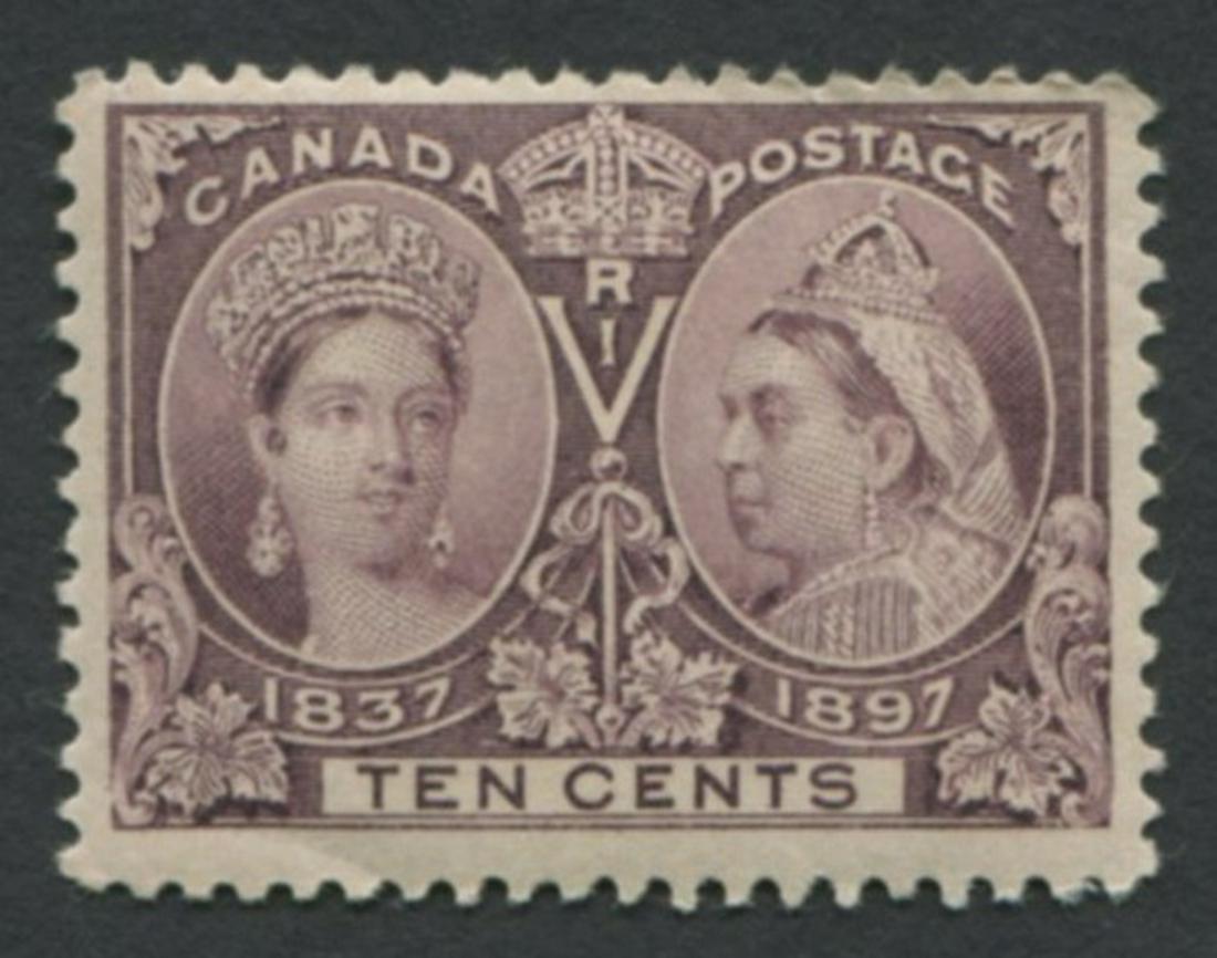 Canada 1897 #57 10c Jubilee MNH F/VF OG Stamp: Canada 1897 #57 10c Jubilee MNH (mint never hinged) F/VF (fine/very fine) OG (original gum). A nice stamp with fresh colour. Unitrade value = $225. Category1