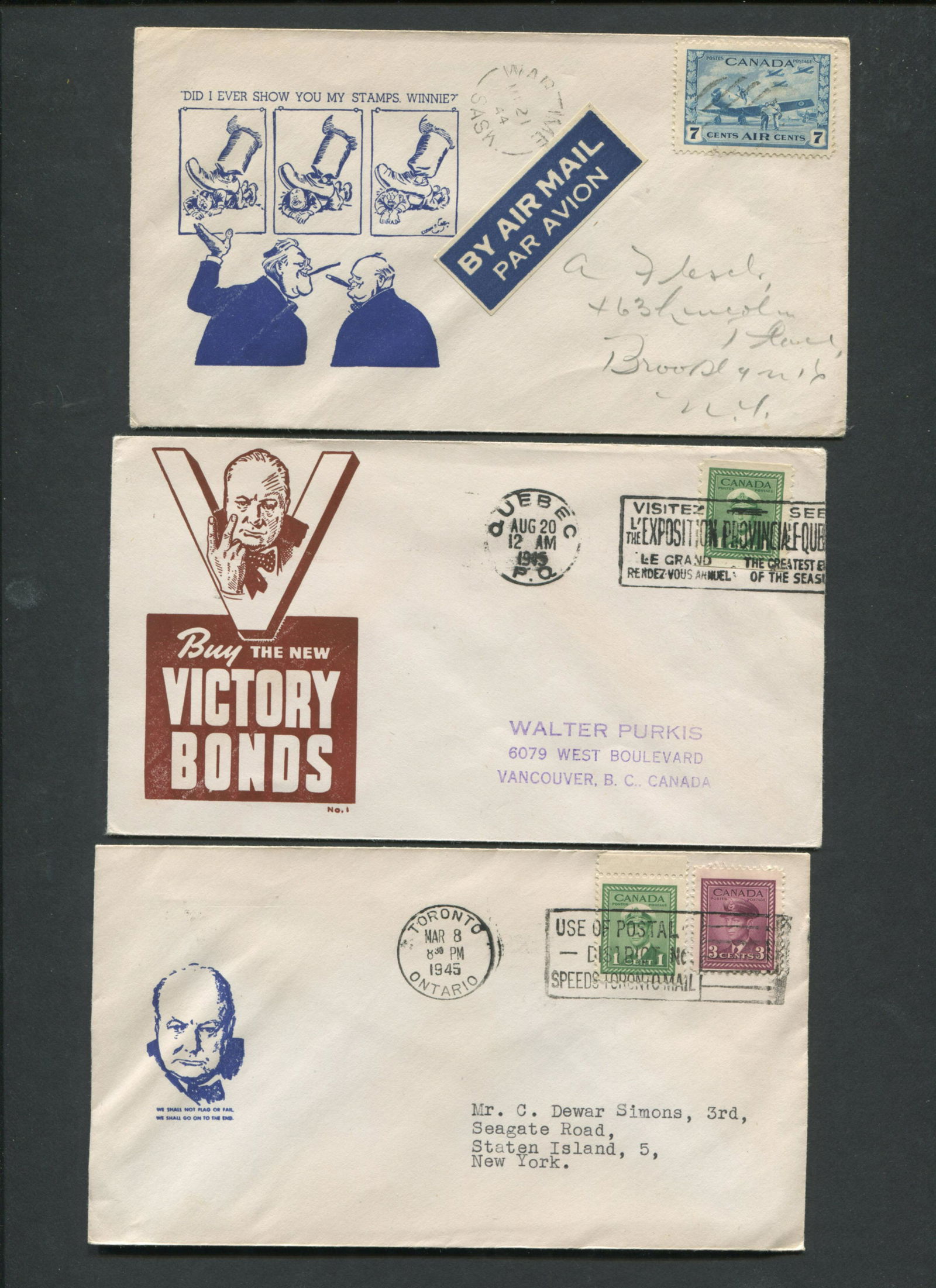 Canada Advertising Stamp Covers Winston Churchill (1 of 2)
