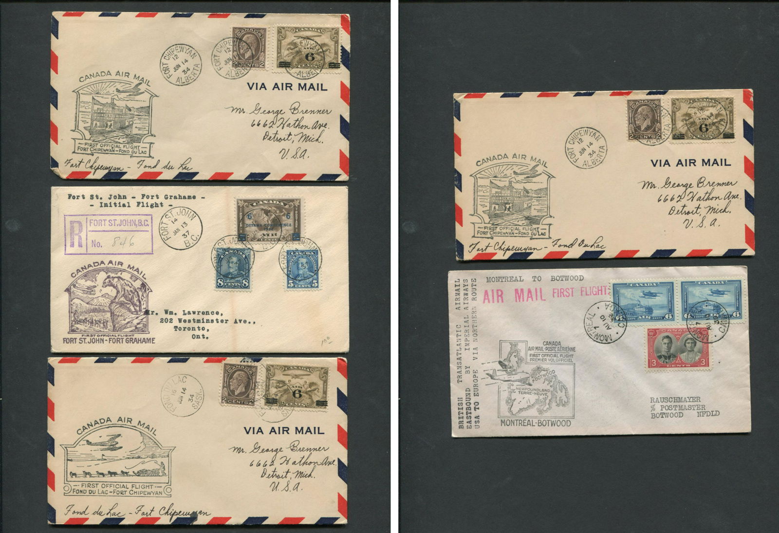 Canada First Flight Covers Collection 1934, 1939 (1 of 3)