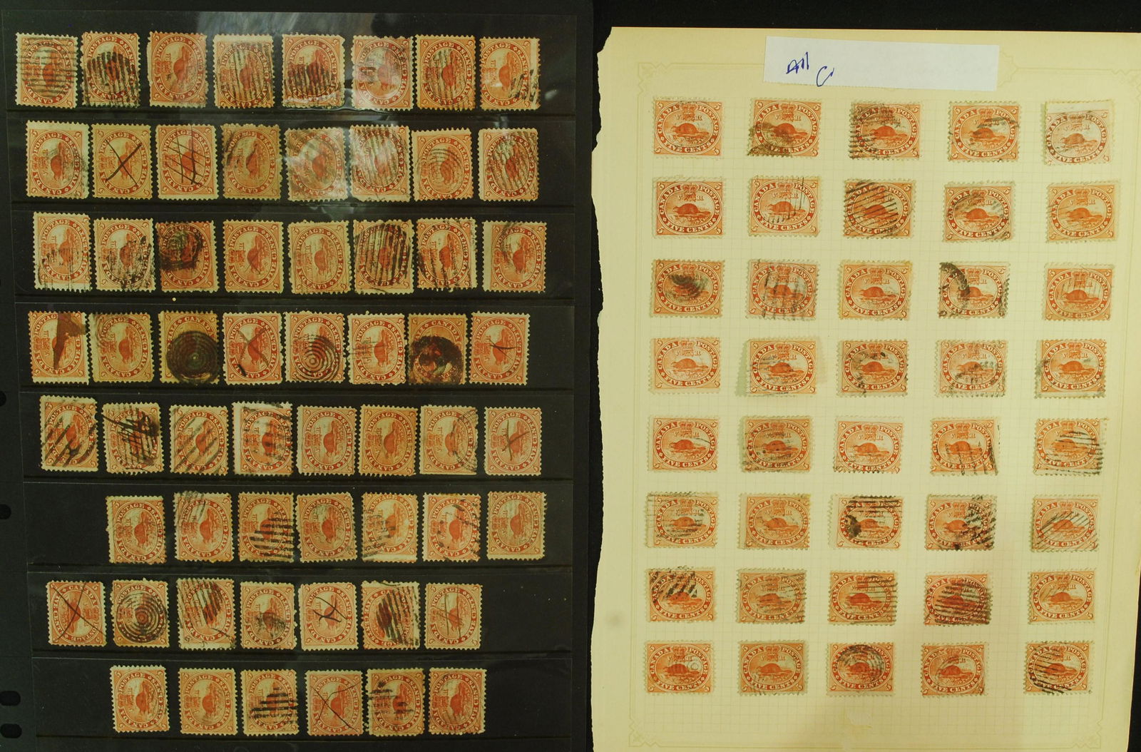 Canada Stamps (100 stamps) 1859-1864 5 cent Cancel (1 of 3)