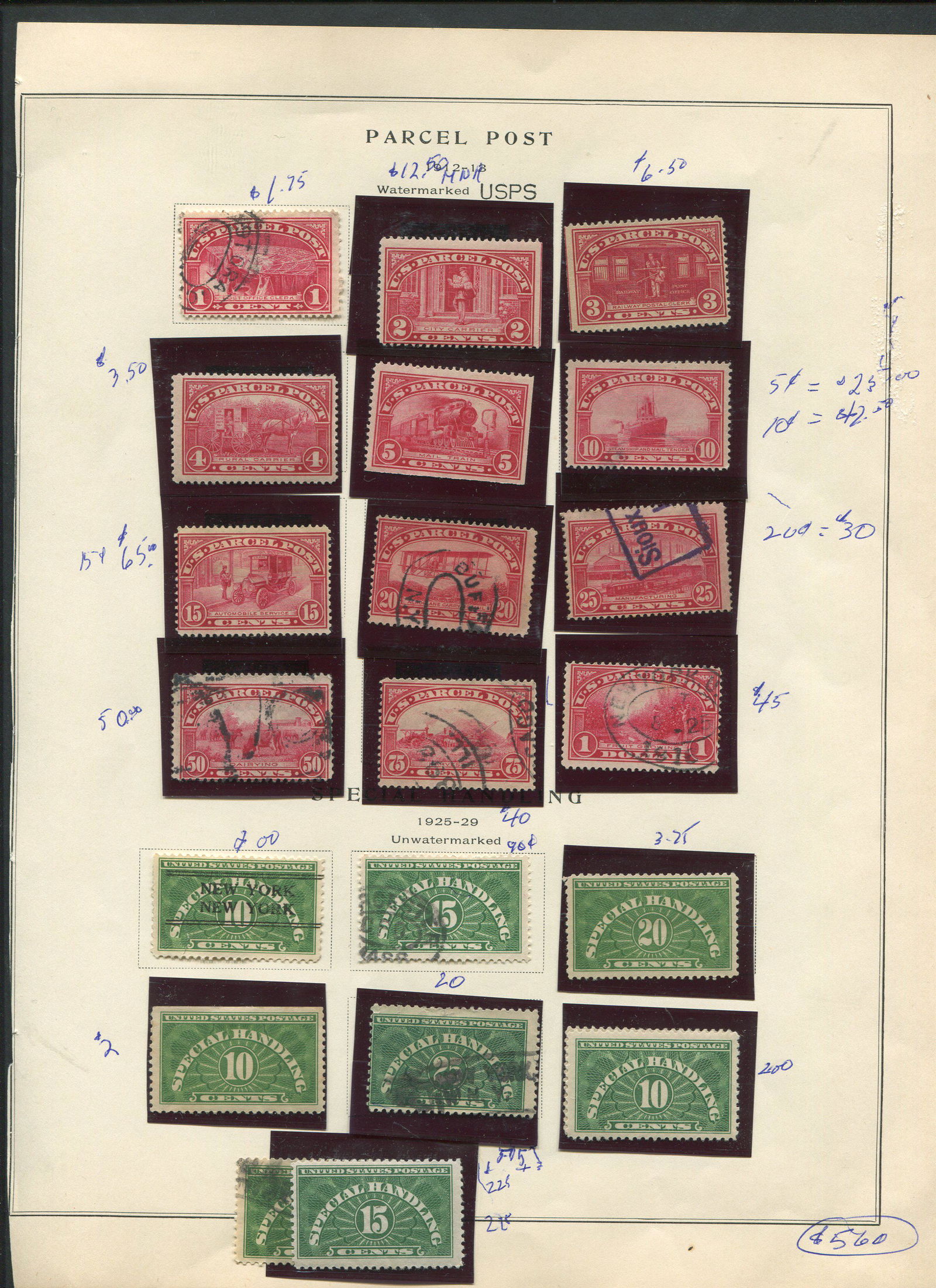 USA 1913-29 Parcel Post Stamp Collection (1 of 1)