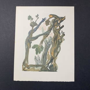 Salvador Dali's "The Forest of Those Who Committed: Salvador Dali's "The Forest of Those Who Committed Suicide" print. Canto 13 from Inferno, Divine Comedy. Image- 10" x 7 1/2". Paper- 13" x 10 1/4".