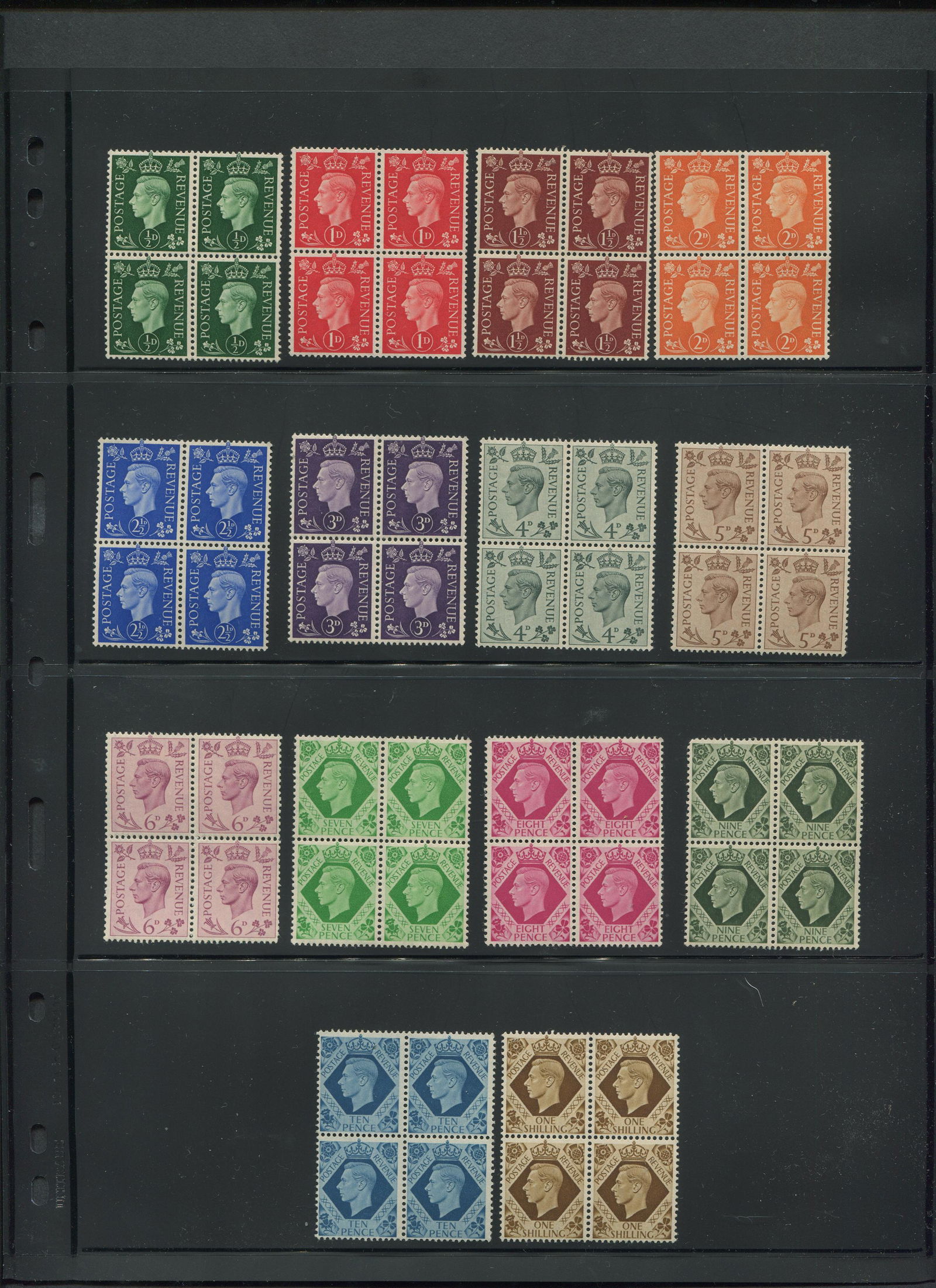 Great Britain 1937-39 #235-#248 Block Collection MNH OG: Great Britain 1937-39 S/C #235 to #248 Block Collection. This collection contains 14 blocks, all of which are mint never hinged.