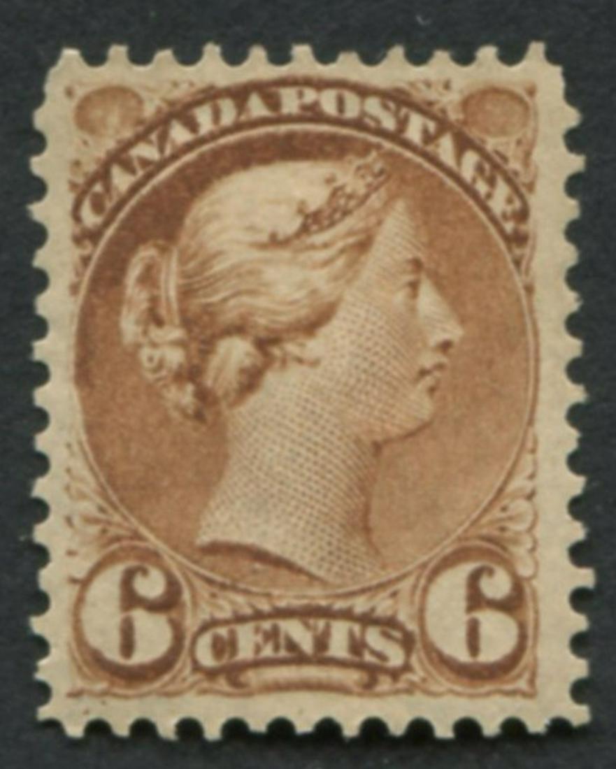 Canada 1872 #39 6c Yellow Brown VF MH OG: Canada - 1872 -S/C #39 , VF MH OG , yel br - Value (Unitrade) = $600